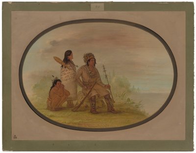 Un vieux Nayas indien, sa petite-fille et un garçon - George Catlin