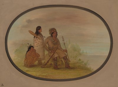 Un vieil Indien Nayas, sa petite-fille et un garçon - George Catlin