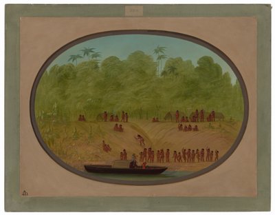 Un village Omagua - Croquis de bateau - George Catlin
