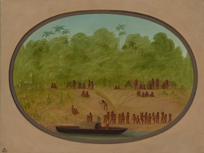 Un village Omagua - Croquis de bateau, 1854-1869 - George Catlin