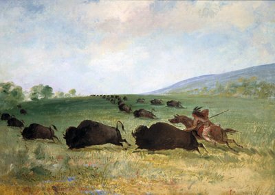 Un Indien Osage lançant un buffle, 1846-1848 - George Catlin