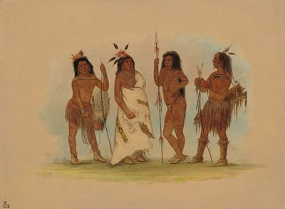 Chef Apachee et trois guerriers, 1855-1869 - George Catlin