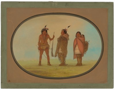 Chef Arapaho, sa femme et un guerrier - George Catlin