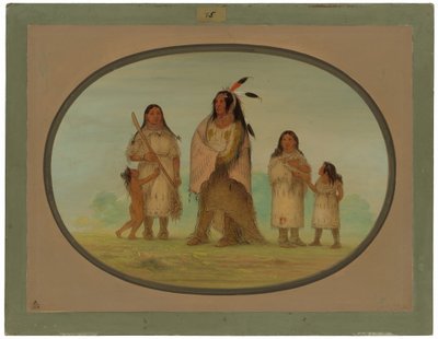 Guerrier Assinneboine et sa famille - George Catlin