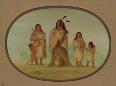 Guerrier Assinneboine et sa famille - George Catlin