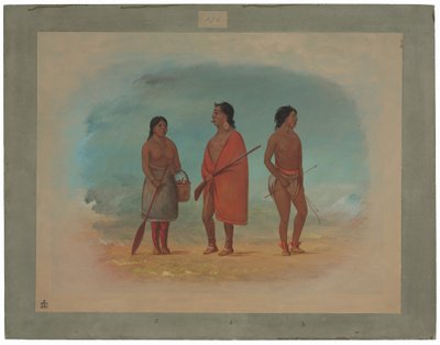 Chef Botocudo, sa femme et un jeune homme - George Catlin