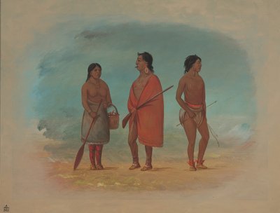 Chef Botocudo, sa femme et un jeune homme, 1854-1869 - George Catlin