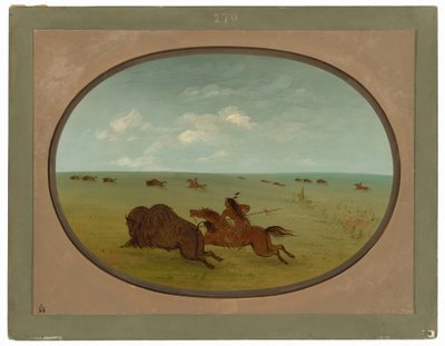 Chasse au bison, Indiens Sioux, Haut Missouri - George Catlin