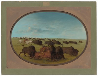 Chasse au bison, avec accidents - George Catlin