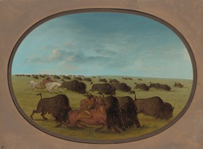 Chasse au bison, avec accidents, 1861-1869 - George Catlin