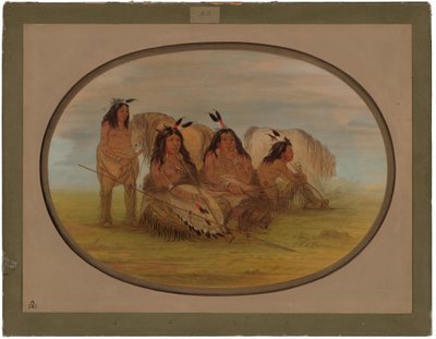 Chef Comanche avec trois guerriers - George Catlin