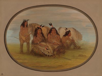 Chef Camanchee avec trois guerriers - George Catlin
