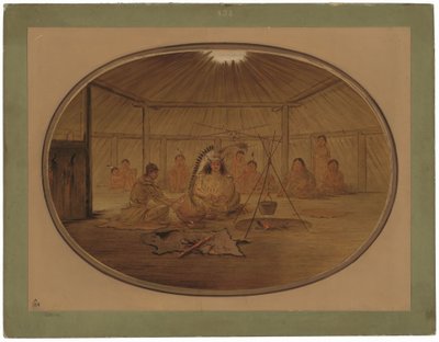 Catlin festoyé par le chef Mandan - George Catlin