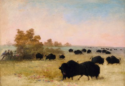 Catlin et son groupe traquant des bisons, Haut Missouri, 1846-1848 - George Catlin