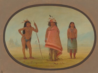 Chef Cochimtee, sa femme et un guerrier - George Catlin