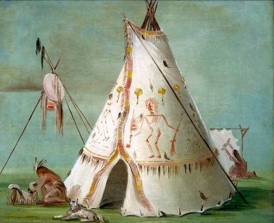 Loge du corbeau de vingt-cinq peaux de bison - George Catlin
