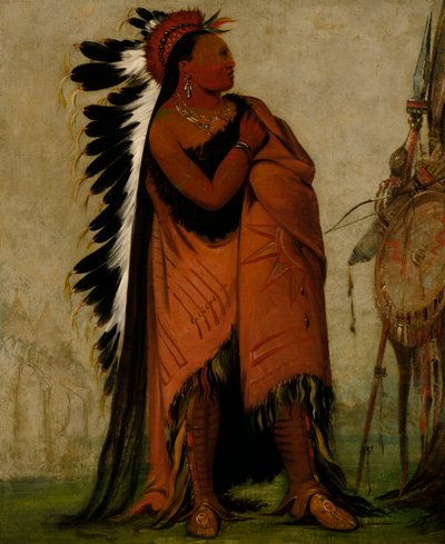 Eé-hee-a-duck-cée-a, Celui qui attache ses cheveux avant - George Catlin