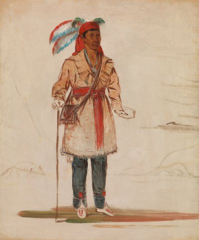 Ee-tów-o-kaum, des deux côtés de la rivière, chef de la tribu - George Catlin