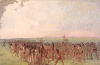 Course à pied derrière le village de Mandan - George Catlin
