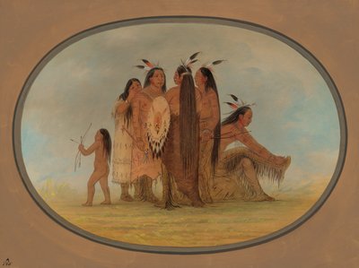 Quatre Guerriers Mandan, une Fille et un Garçon, 1861-1869 - George Catlin