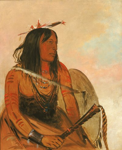 Ish-a-ró-yeh, celui qui porte un loup, un brave distingué - George Catlin