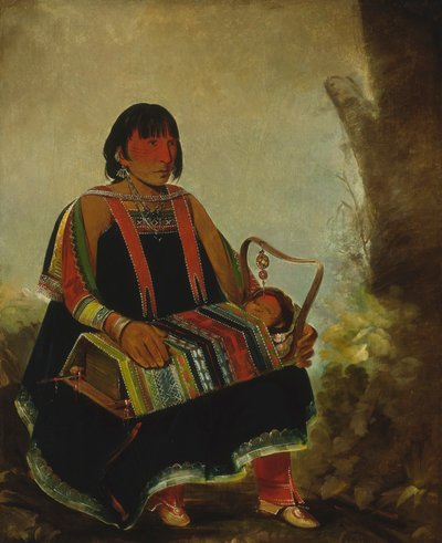 Jú-ah-kís-gaw, femme avec son enfant dans un berceau - George Catlin