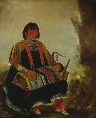 Jú-ah-kís-gaw, Femme avec son enfant dans un berceau - George Catlin