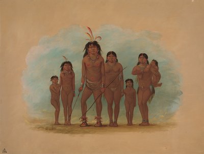 Chef Lengua, ses deux épouses et quatre enfants, 1854-1869 - George Catlin