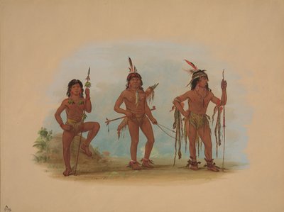 Homme-médecine Lengua avec deux guerriers, 1854-1869 - George Catlin