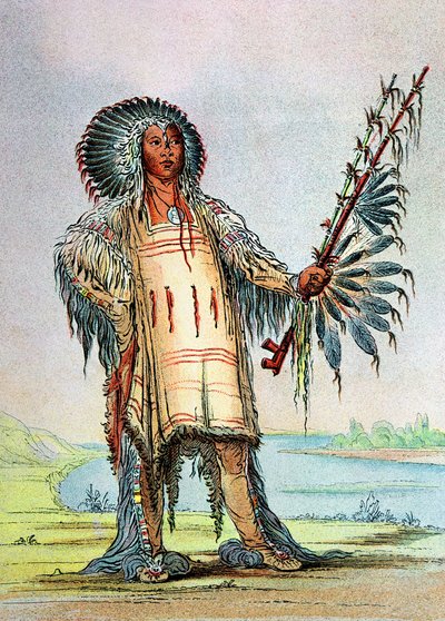 Indien Mandan Ha-Na-Tah-Muah, chef Loup - George Catlin