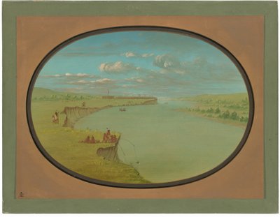 Village Mandan - Vue éloignée - George Catlin