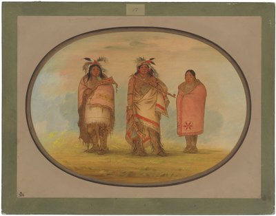 Chef Menomonie, sa femme et son fils - George Catlin