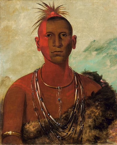Náh-se-ús-kuk, tonnerre tourbillonnant, fils aîné de Black Hawk - George Catlin