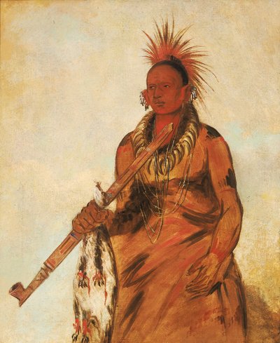 No-o-mún-nee, Marche sous la Pluie, un Guerrier, 1832 - George Catlin