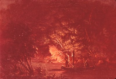 Les Ojibwés pêchent le saumon à la lueur des torches - George Catlin