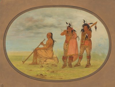 Vieux chef Menomonie avec deux jeunes beaux - George Catlin