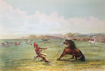Chasseurs Osage attrapant des chevaux sauvages - George Catlin