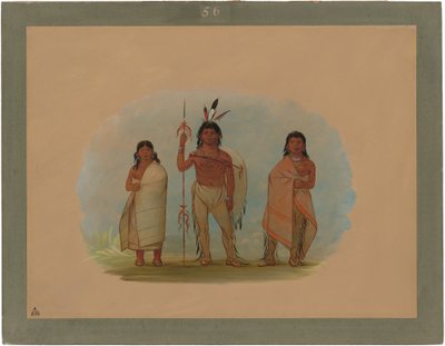 Chef Ottawa, sa femme et un guerrier - George Catlin