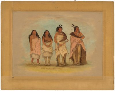Chef Pawnee, deux filles et un guerrier - George Catlin