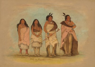 Chef Pawnee, deux filles et un guerrier - George Catlin