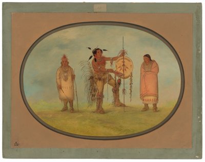 Guerrier Saukie, sa femme et un garçon - George Catlin