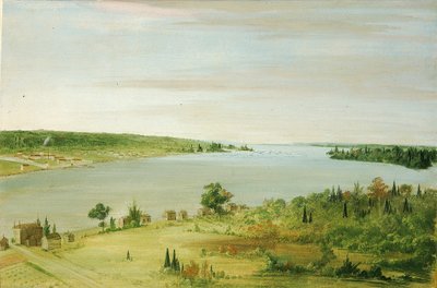 Sault Ste. Marie, avec la garnison des États-Unis au loin - George Catlin