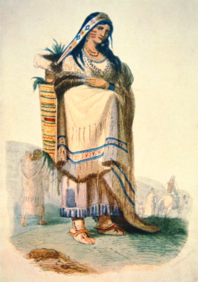 Mère Sioux avec bébé dans un porte-bébé - George Catlin