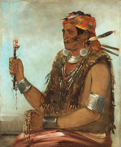 Ten-sqúat-a-way, La Porte Ouverte, connu sous le nom de Le Prophète, frère de Tecumseh - George Catlin