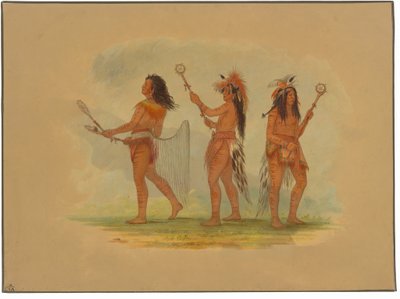 Trois joueurs de balle célèbres - Choctaw, Sioux et Ojibbeway - George Catlin
