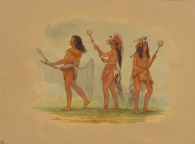 Trois joueurs de balle célèbres - Choctaw, Sioux et Ojibbeway - George Catlin