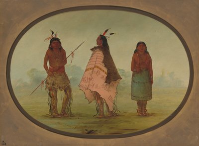 Deux guerriers Apache et une femme, 1855-1869. - George Catlin
