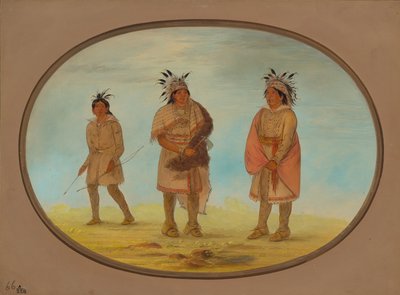 Deux guerriers Weeah et une femme, 1861-1869 - George Catlin