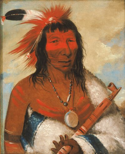 Wá-nah-de-túnk-ah, Grand Aigle (ou Chien noir), chef de la bande O-hah-kas-ka-toh-y-an-te - George Catlin