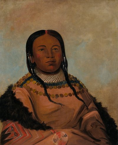 Wi-lóoh-tah-eeh-tcháh-ta-máh-nee, Chose rouge qui touche en marchant, fille de Black Rock, 1832 - George Catlin